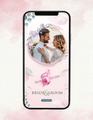 Floral Pastel Wedding Countdown Card | 3 Days To Go Couple E-Invite | IM-2225