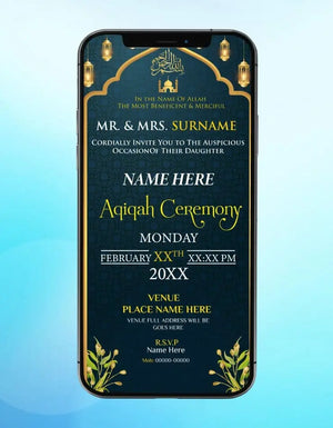 Muslim Aqiqah Ceremony Invitation Card | Elegant Islamic Design | IM-2593