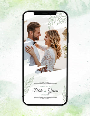 1 Day To Go Wedding Countdown | Elegant Leafy Theme Save the Date | IM-2227