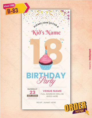 18th Birthday Invitation | B-83 - InviteMart