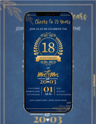 18th Wedding Anniversary Invitation