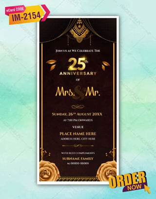 25th Anniversary Invitation Card