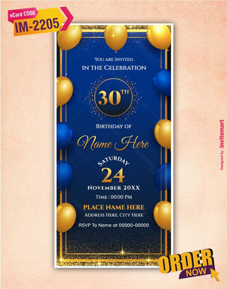 30th Birthday Invitation Card 