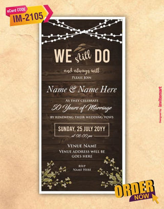 50th Wedding Anniversary Invitation Card | Vow Renewal Digital E-Invite | IM-2105