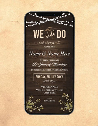 50th Wedding Anniversary Invitation Card | Vow Renewal Digital E-Invite | IM-2105