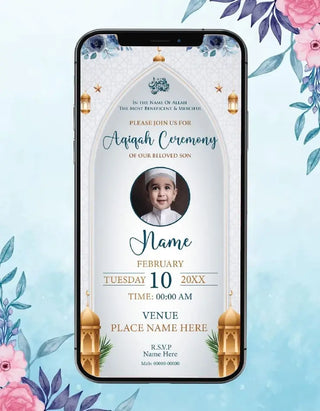 Aqiqah Ceremony Digital Invitation Card 