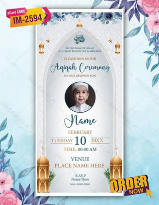 Aqiqah Ceremony Digital Invitation Card 