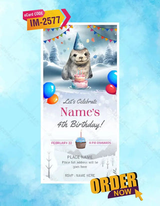 Arctic Seal Winter Birthday Invitation