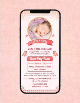 Baby Girl Birth Announcement With Photo 