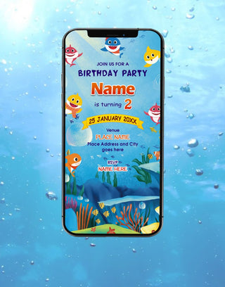 Baby Shark Birthday Invitation 