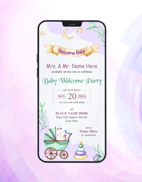 Baby Welcome Party Invitation Card