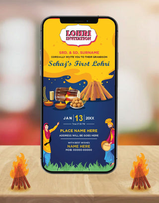 Baby 1st Lohri Invitation Card 