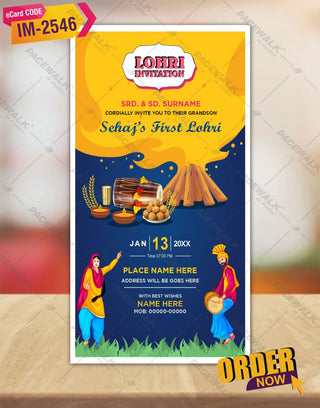 Baby 1st Lohri Invitation Card 