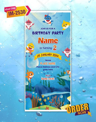 Baby Shark Birthday Invitation 