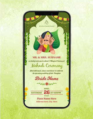 Beautiful Mehndi Ceremony Invitation Card