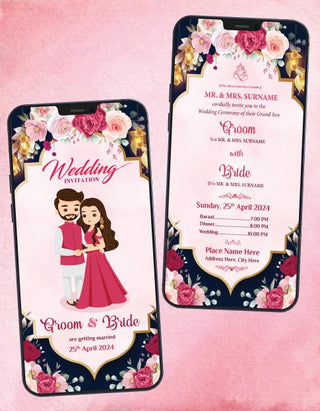 Beautiful Rose flowers Wedding Invitation Card