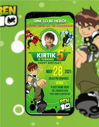 Ben 10 Birthday Invitation Card