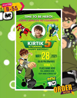 Ben 10 Birthday Invitation Card