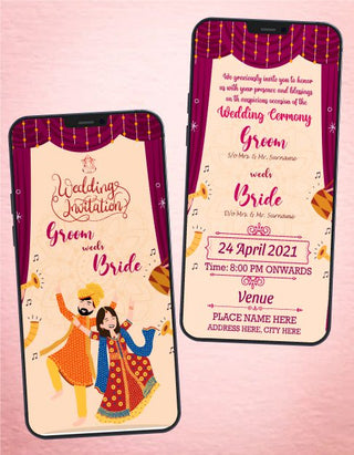 Bhangra Theme Wedding Invitation 