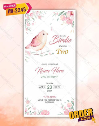 Bird Theme Birthday Invitation