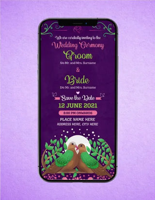 Birds theme wedding invitation card | W-103 - InviteMart