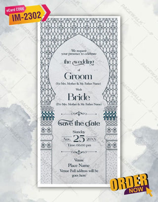 Black And White Indian Wedding Invitation Card