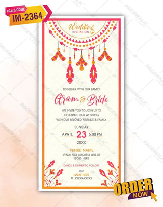 Bohemian Wedding Invitation Card