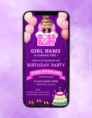 Boss Baby Girl Birthday Invitation