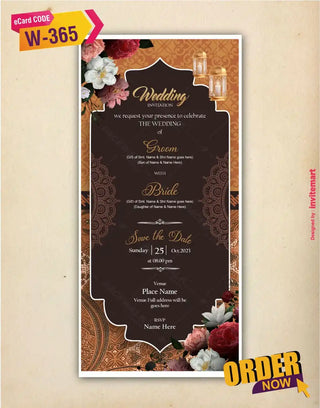 Brown Wedding Invitation Card