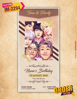 Bts Birthday Invitation Card