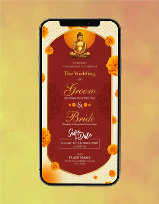 Buddhist Wedding Invitation Card