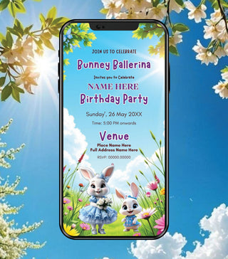 Bunny Birthday Invitation Card
