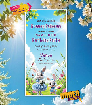 Bunny Birthday Invitation Card