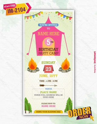 Camp Birthday Party Invite 