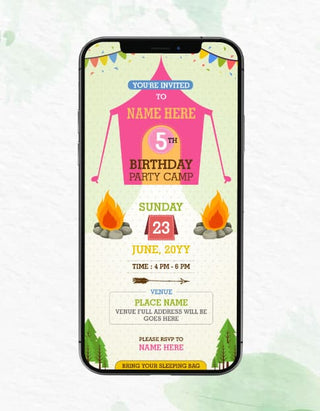 Camp Birthday Party Invite 