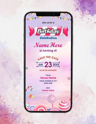 Candy Birthday Invitations 