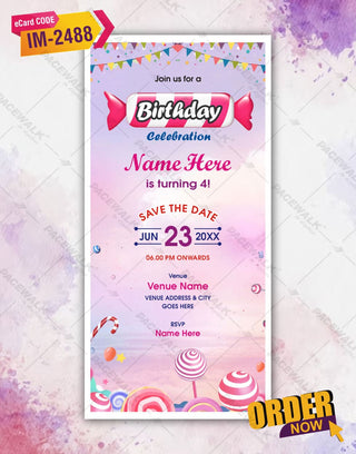 Candy Birthday Invitations 