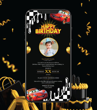 Car Racing Birthday Invitation Card