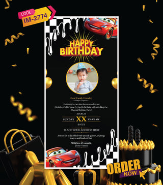 Car Racing Birthday Invitation Card