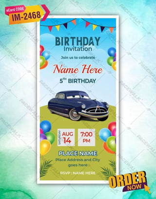 Car Theme Birthday Invitation