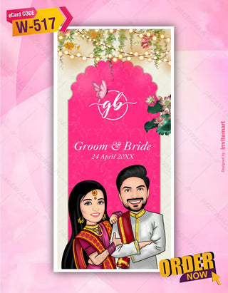 Caricature Multiple Function Wedding Invitation Pdf Card