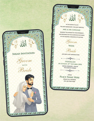 Caricature Muslim Wedding Invitation PDF