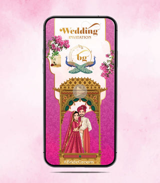 Caricature Pink Theme Wedding Invitation Video 