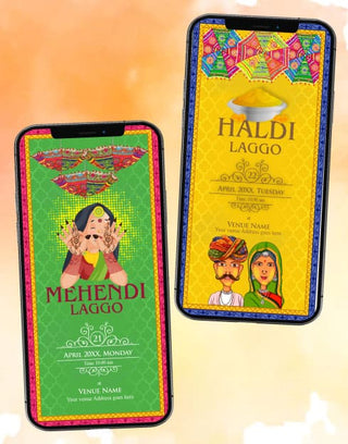 Caricature Rajasthani Wedding Invitation Card