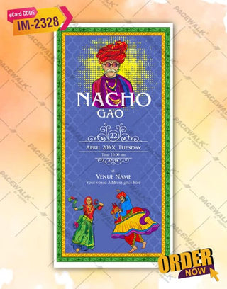 Caricature Rajasthani Wedding Invitation Card