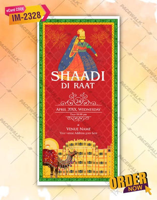 Caricature Rajasthani Wedding Invitation Card