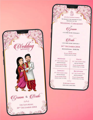 Caricature Wedding Ceremony Invitation Card 