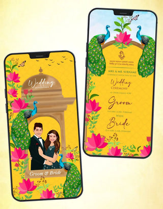 Caricature Wedding Invitation PDF Card 