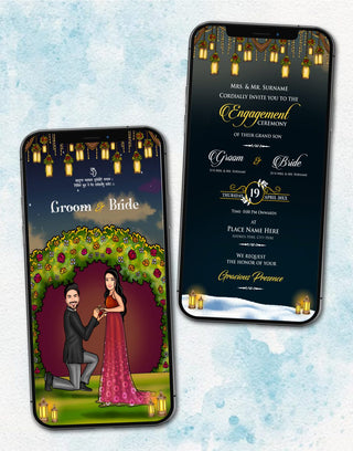 Caricature Engagement Invitation Online 