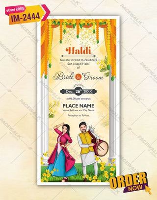 Caricature Haldi Invitation Card 